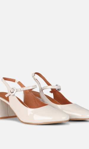 Escarpins slingback en cuir vernis dollar | Blanc Chaussures mariage The Wedding Explorer