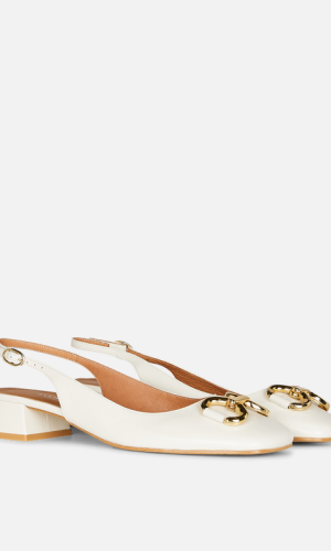 Escarpins slingbacks en cuir vieilli doublon | Blanc Chaussures mariage The Wedding Explorer