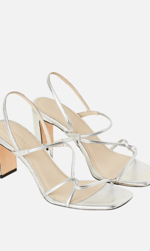 Sandales hautes en cuir métallisé faye | Argent Chaussures mariage The Wedding Explorer