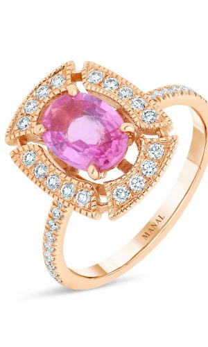 Bague art deco saphir rose joaillerie Manal Paris
