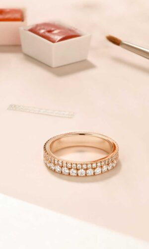 Alliance Or rose 750 ‰ Diamant Duo Pavée Accessoires mariage The Wedding Explorer