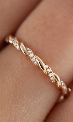 Bague Or rose 750 ‰ Diamant Capucine pavée Accessoires mariage The Wedding Explorer