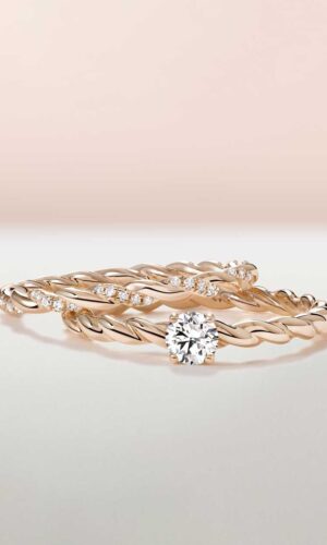 Bague Or rose 750 ‰ Diamant Capucine pavée Accessoires mariage The Wedding Explorer