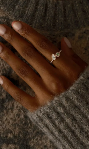 Bague Or rose Saphir Vert et diamants AlterEgo Poire Accessoires mariage The Wedding Explorer