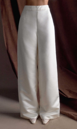 Ada Satin Straight Leg Pant – Ivory Tailleurs de mariage The Wedding Explorer