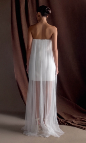 Bettany Chiffon Strapless Maxi Dress – White Robes de mariée The Wedding Explorer