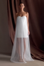 Bettany Chiffon Strapless Maxi Dress – White Robes de mariée The Wedding Explorer