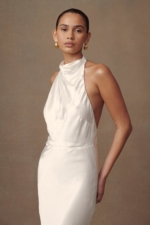 Esther Iridescent Satin Cowl Maxi Dress – Ivory Robes de mariée The Wedding Explorer
