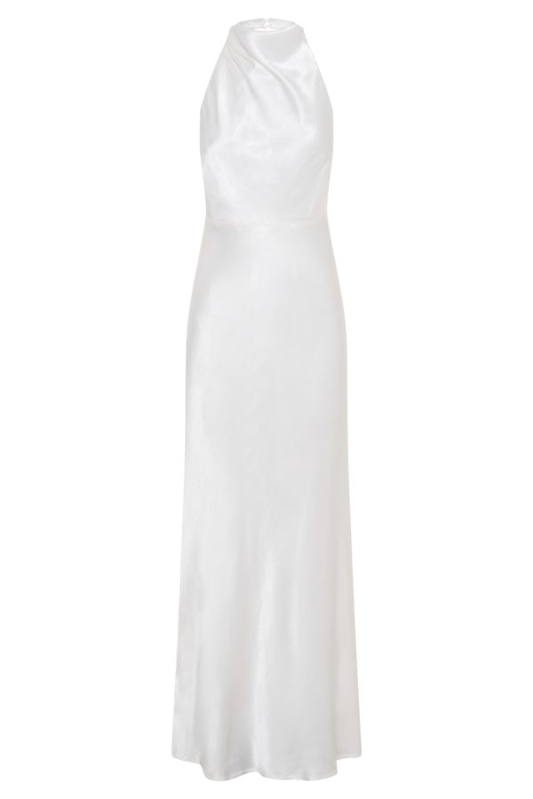 chinese dress ladies Esther Iridescent Satin Cowl Maxi Dress / Sage | Meshki