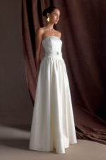 Florence Strapless Belted Maxi Dress – White Robes de mariée The Wedding Explorer