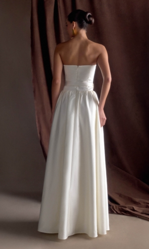 Florence Strapless Belted Maxi Dress – White Robes de mariée The Wedding Explorer