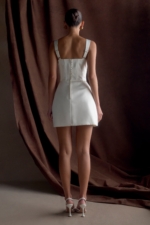 Isabel Satin Corset Mini Dress – White Robes de mariée The Wedding Explorer