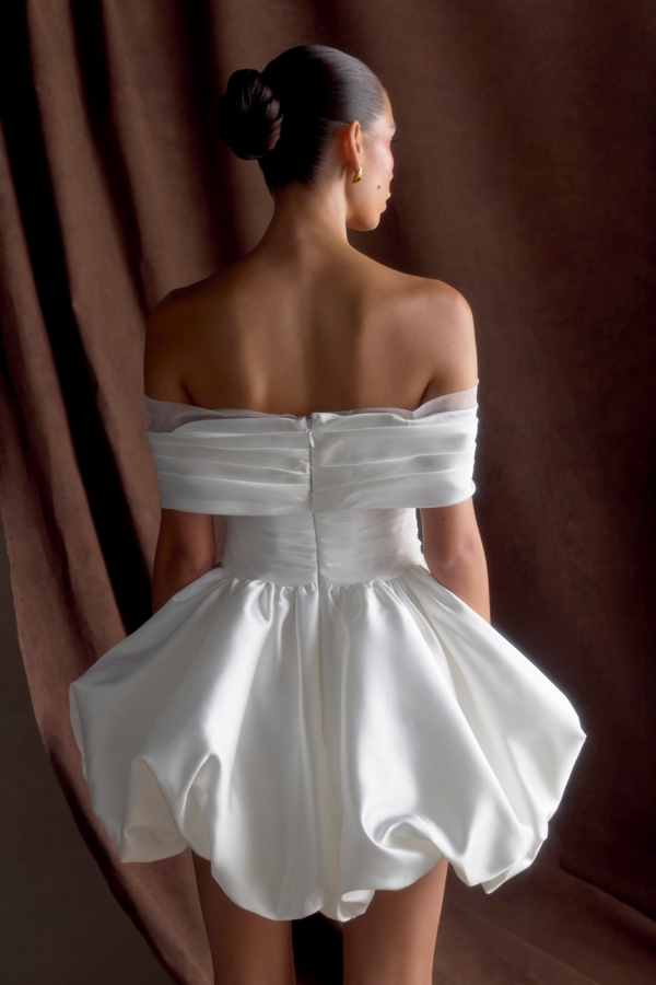 Lauretta Off Shoulder Mini Dress White The Wedding Explorer