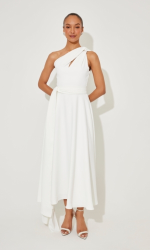 Asymmetric Midi Dress Robes de mariée courtes The Wedding Explorer