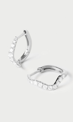 Créoles en or blanc et diamants Flow Accessoires mariage The Wedding Explorer