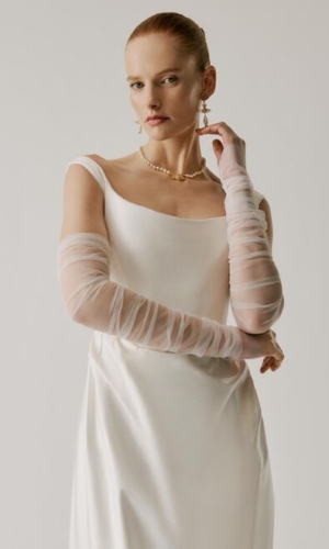 Gathered Tulle Sleeves 43cm Accessoires mariage The Wedding Explorer