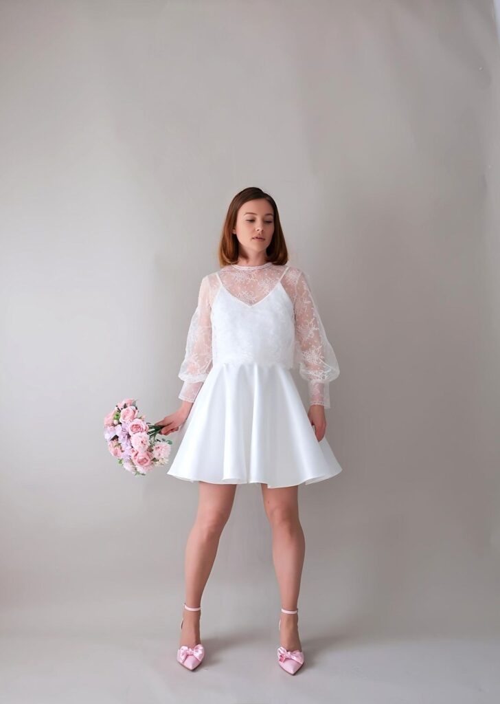 Robe de mariée courte JOSEPHINE & Blouse COLETTE Robes de mariée courtes The Wedding Explorer